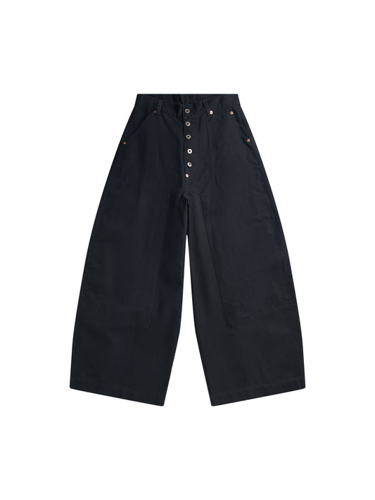 Faded Black Washed Duck Canvas Double Knee Pants