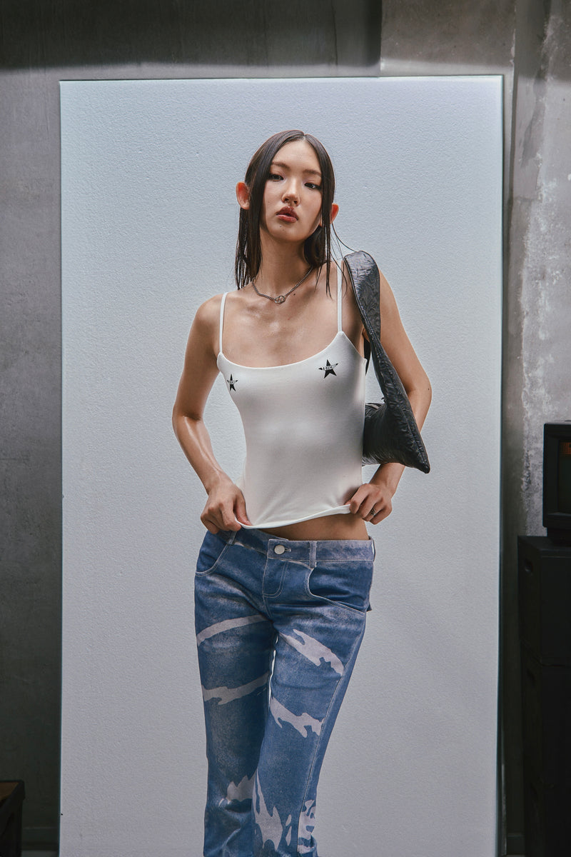 RAW Stars Printed Camisole top - WHITE