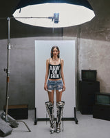 RAW Text Printed Camisole top - black 