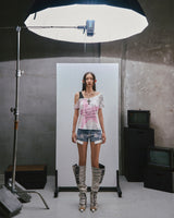 RAW Stars Printed Asymmetrical Cold Shoulder Top
