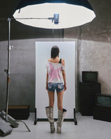 RAW Stars Printed Asymmetrical Cold Shoulder Top