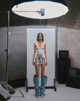 RAW Text Printed Strapless dress