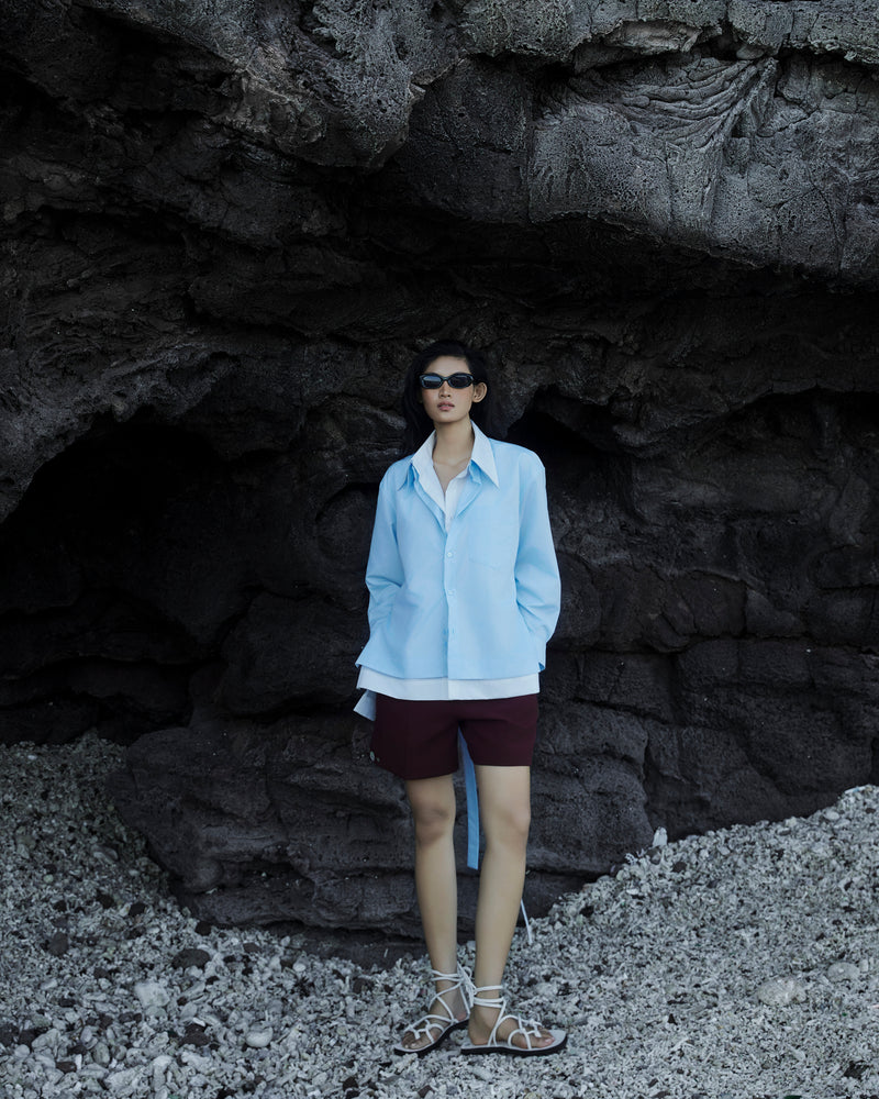Blue Flirty Double-Layer Shirt