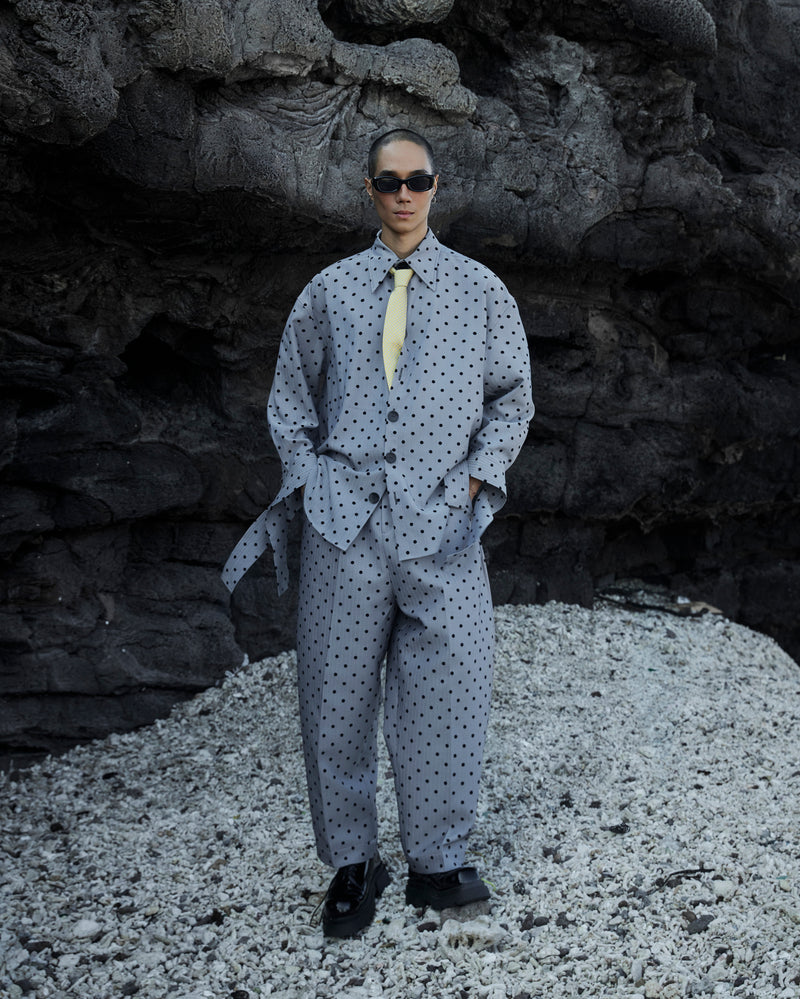 Polka Dot Curved Leg Pants