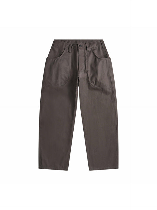 Cotton Twill Wide-Leg Pants