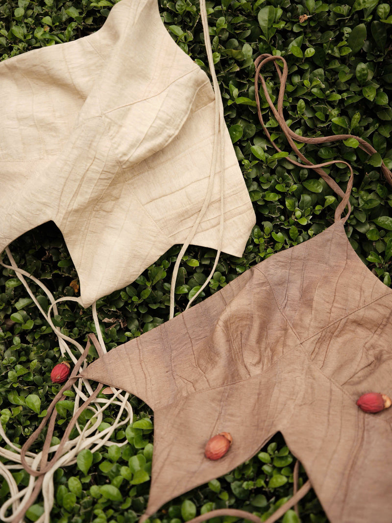 BEIGE DÂN CA LINEN HALTER TOP