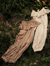 BROWN CHÂN TRẦN LINEN PEPLUM HAREM
