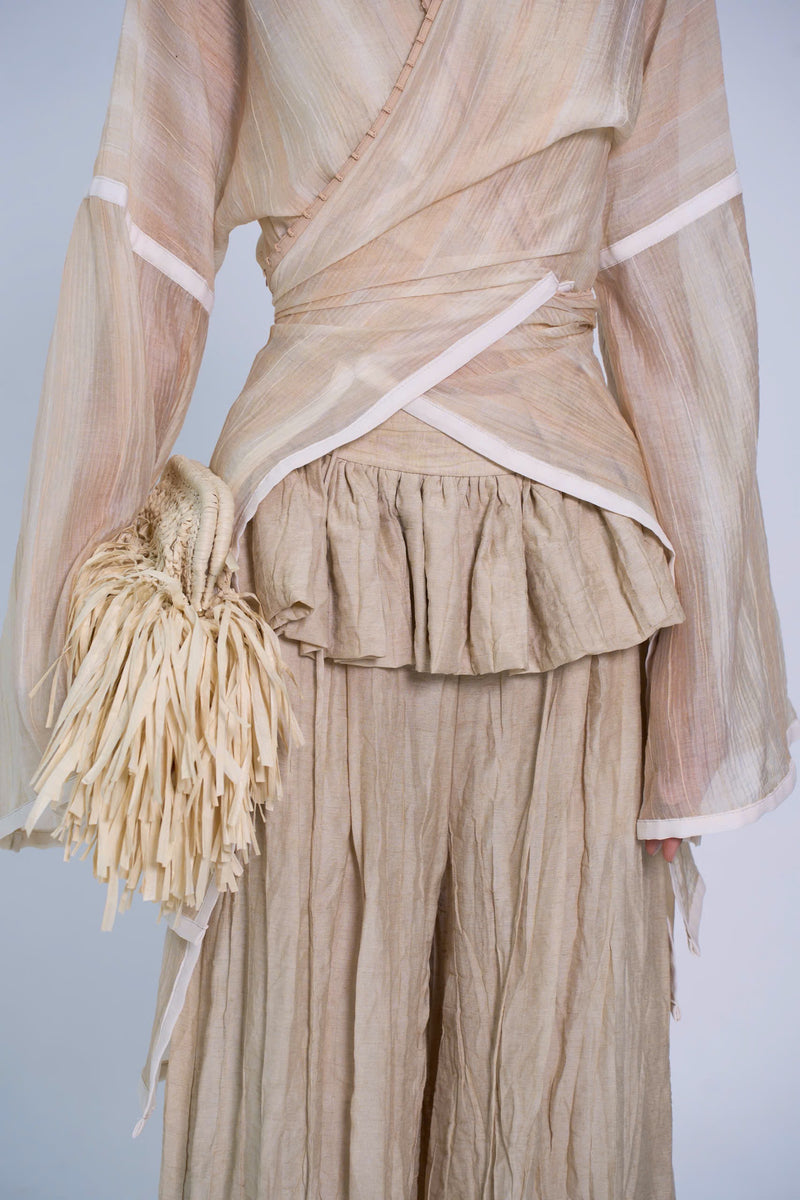 BEIGE CHÂN TRẦN LINEN PEPLUM HAREM