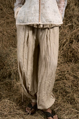 BEIGE CHÂN TRẦN LINEN PEPLUM HAREM