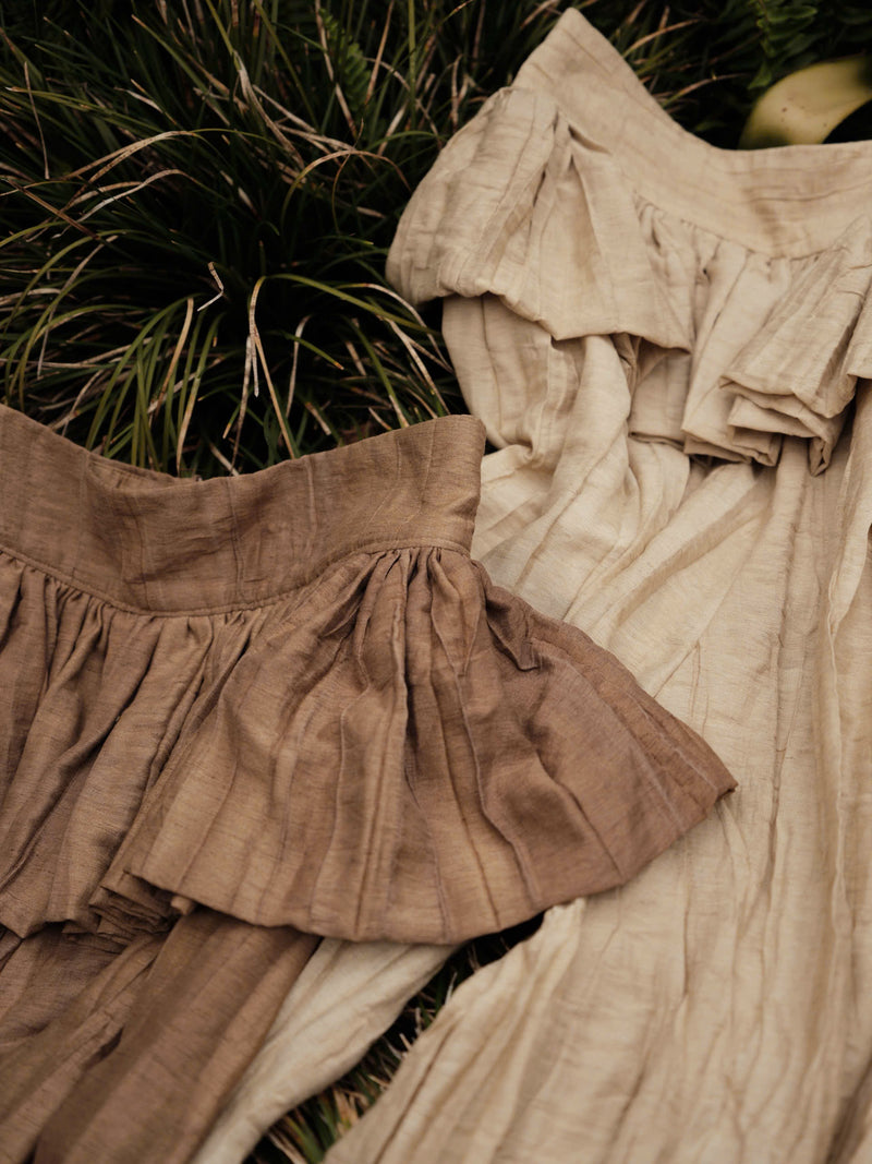 BEIGE CHÂN TRẦN LINEN PEPLUM HAREM