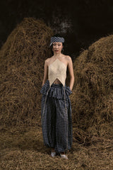 CHÂN TRẦN MUSLIN GINGHAM PEPLUM HAREM
