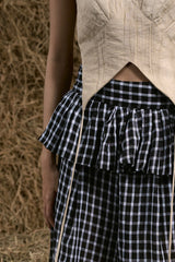 CHÂN TRẦN MUSLIN GINGHAM PEPLUM HAREM