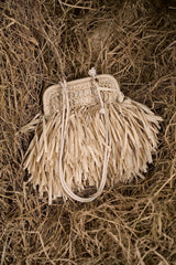 CREAM AN HERITAGE STRAW CLUTCH 