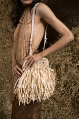 CREAM AN HERITAGE STRAW CLUTCH 