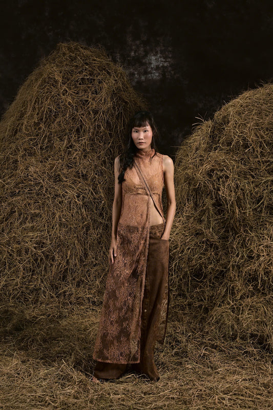 BURNT ORANGE SỢI NẮNG LACE DRESS