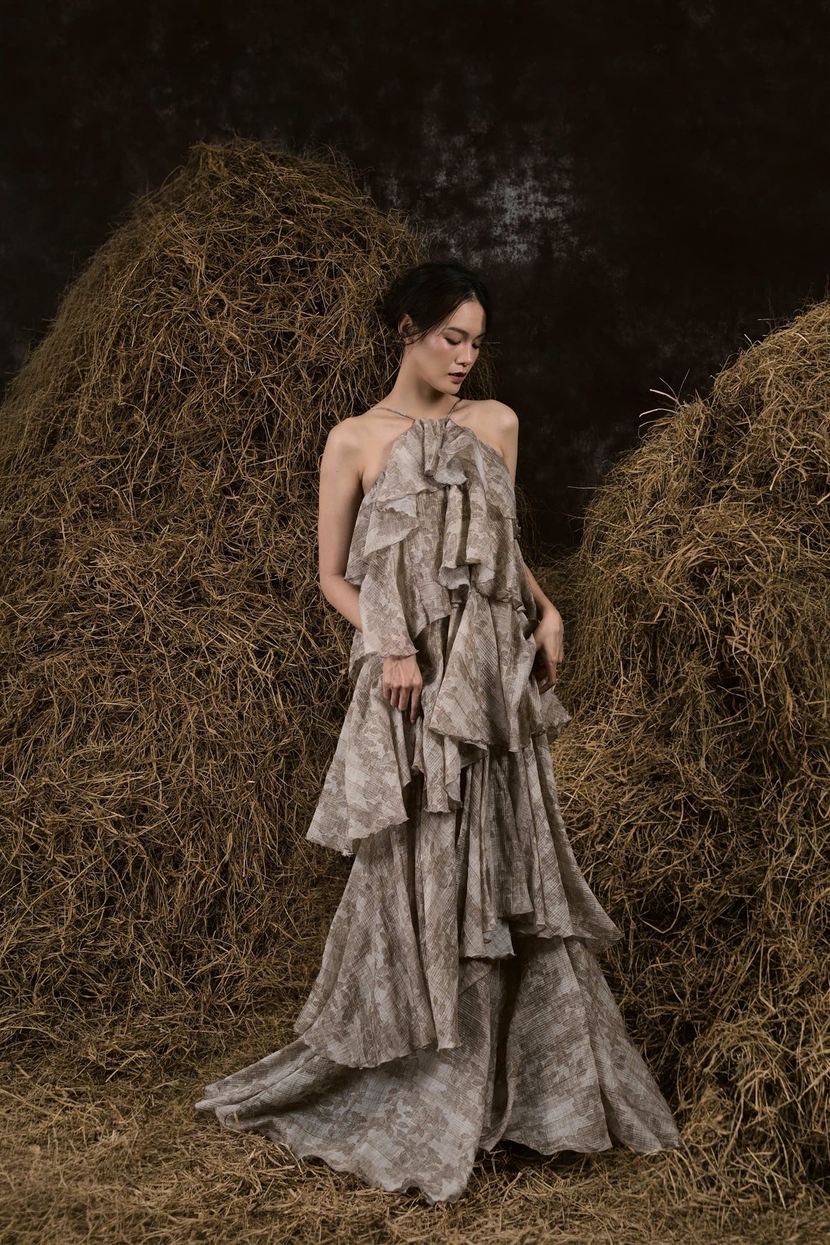 HYACINTH SILK RUFFLED GOWN