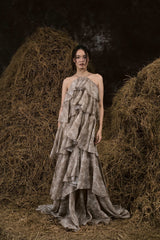 HYACINTH SILK RUFFLED GOWN