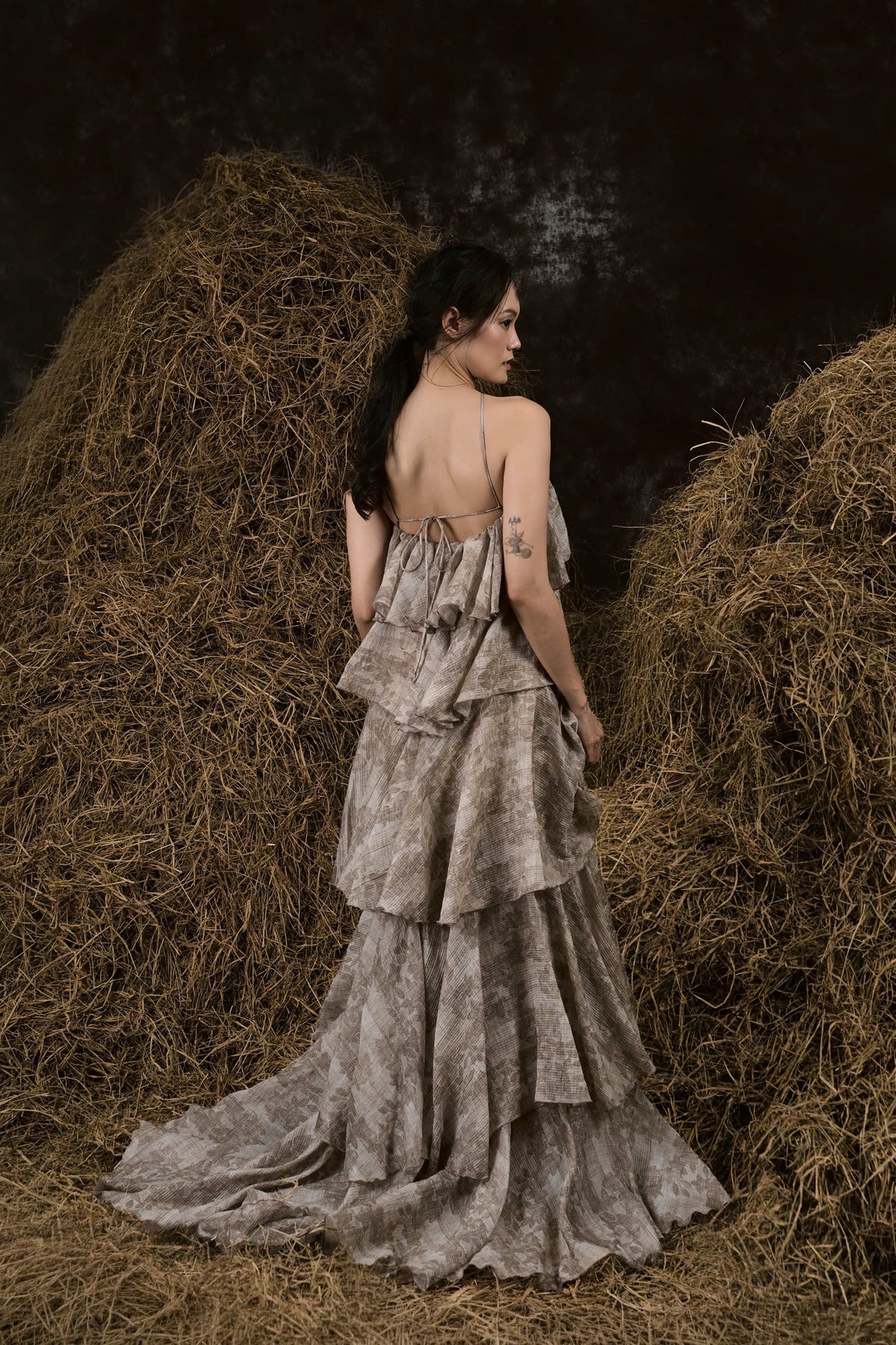 HYACINTH SILK RUFFLED GOWN