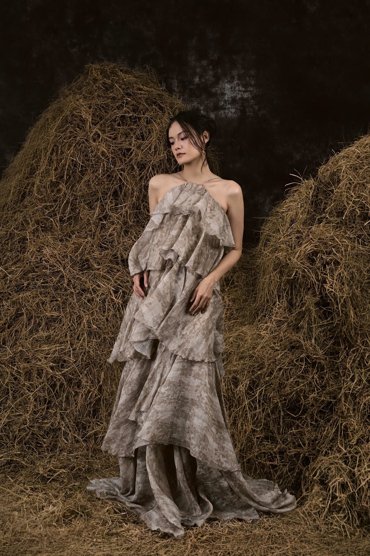 HYACINTH SILK RUFFLED GOWN