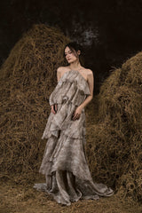 HYACINTH SILK RUFFLED GOWN
