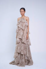 HYACINTH SILK RUFFLED GOWN