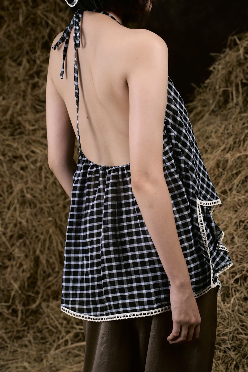 CHAO NGHIÊNG MUSLIN GINGHAM HALTER TOP