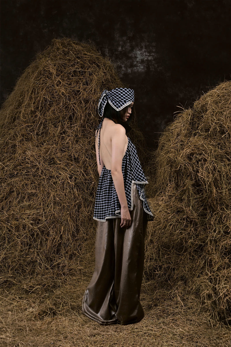CHAO NGHIÊNG MUSLIN GINGHAM HALTER TOP