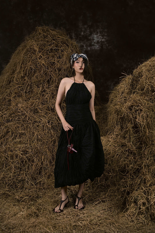 BLACK BỘI THU WRINKLES BUBBLE DRESS