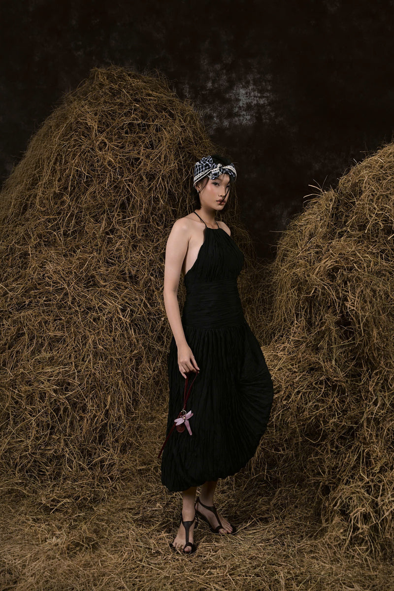 BLACK BỘI THU WRINKLES BUBBLE DRESS