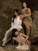 BROWN HIỀN HOÀ MUSLIN HAND-PAINTED PANTS