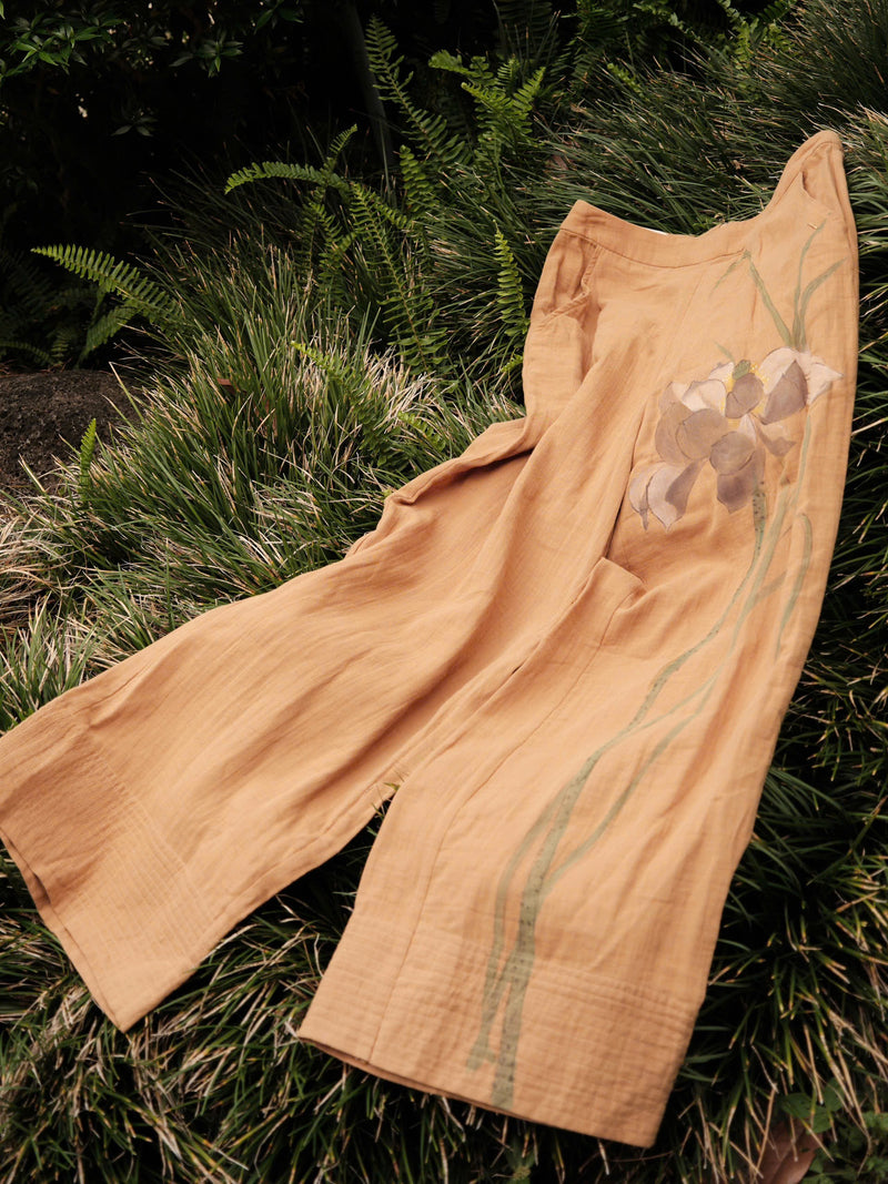 BROWN HIỀN HOÀ MUSLIN HAND-PAINTED PANTS