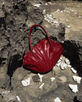 BORDEAUX  DRIED LOTUS LEAVES LEATHER BAG - MM