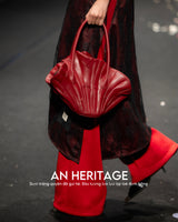BORDEAUX  DRIED LOTUS LEAVES LEATHER BAG - MM