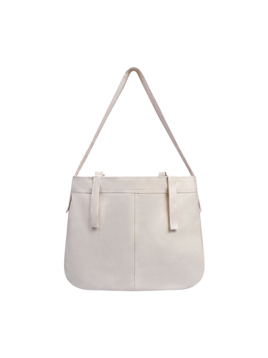 Cream-Colored Double D-Ring Newspaper Bag