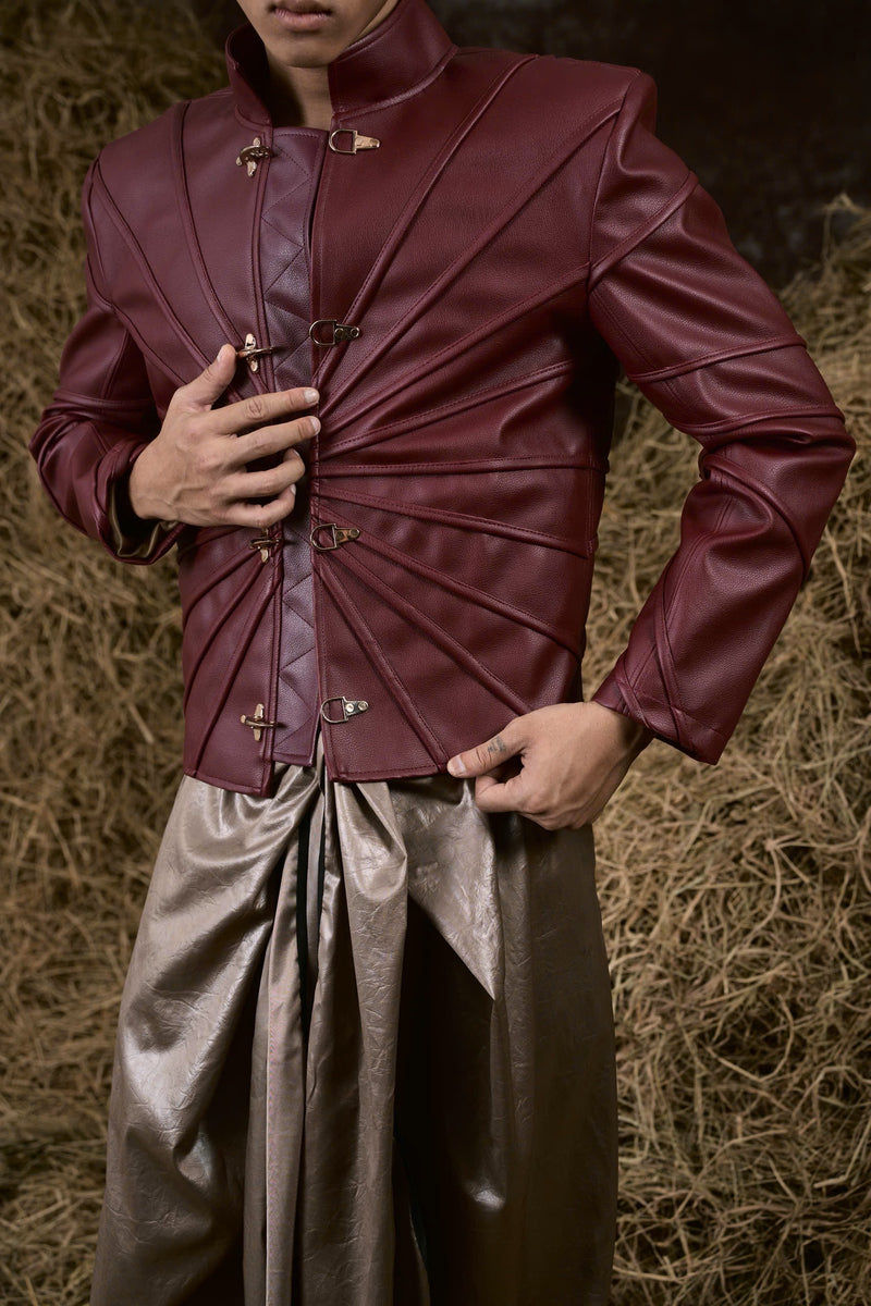 BURGUNDY THẤT SƠN LEATHER JACKET 