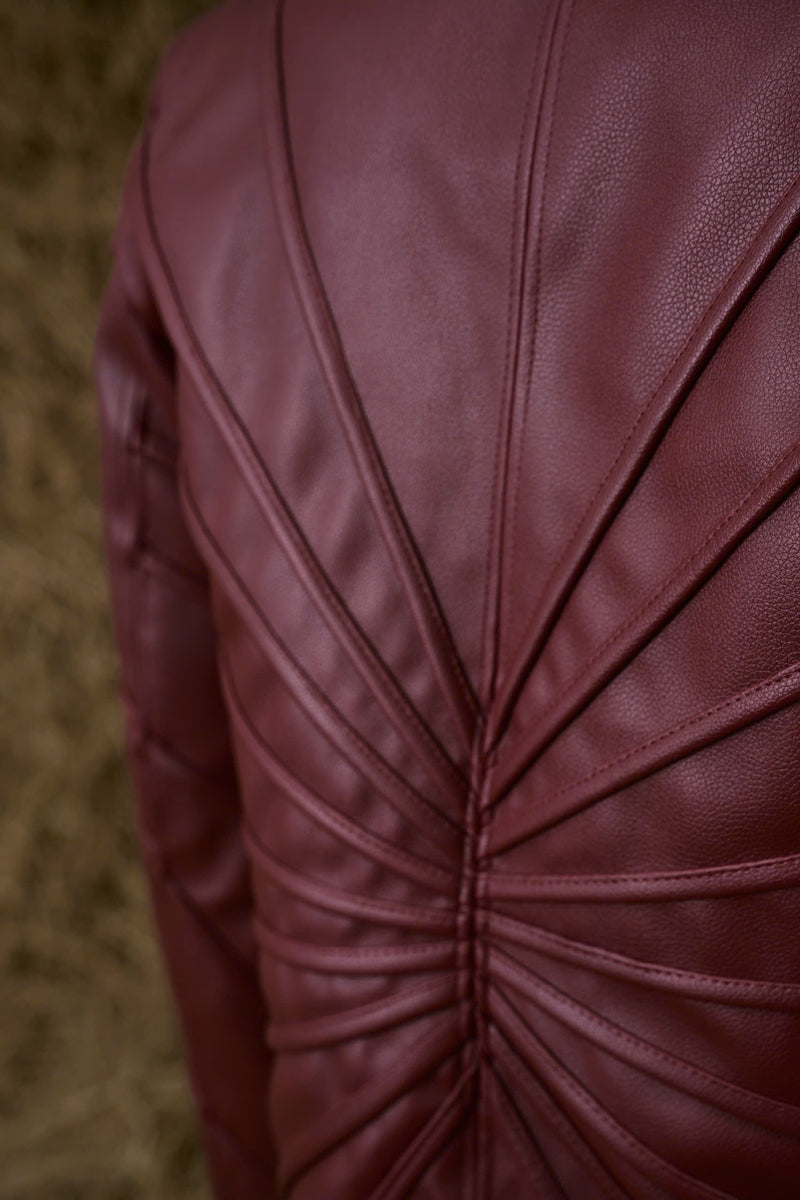 BURGUNDY THẤT SƠN LEATHER LONG COAT
