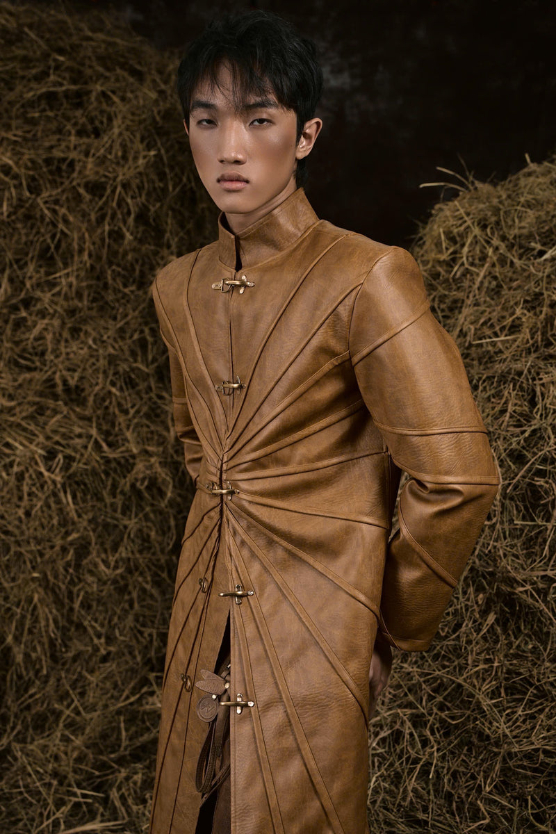BROWN THẤT SƠN LEATHER LONG COAT