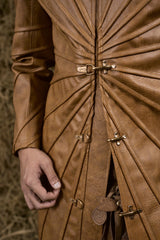 BROWN THẤT SƠN LEATHER LONG COAT