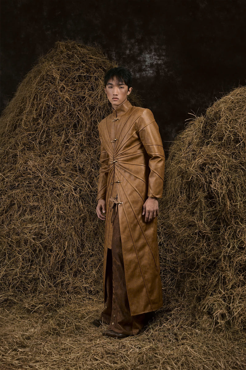 BROWN THẤT SƠN LEATHER LONG COAT