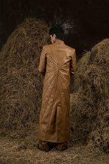 BROWN THẤT SƠN LEATHER LONG COAT