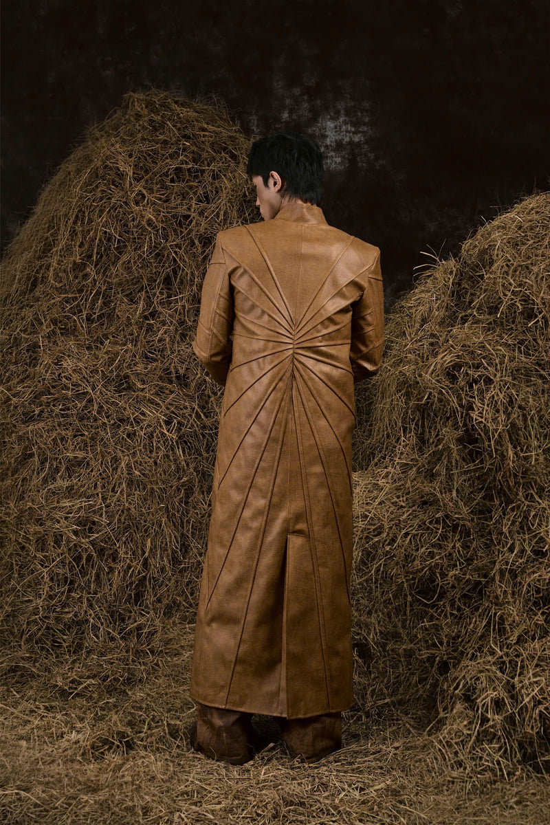 BROWN THẤT SƠN LEATHER LONG COAT