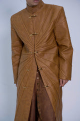BROWN THẤT SƠN LEATHER LONG COAT