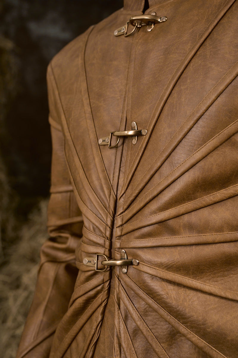BROWN THẤT SƠN LEATHER LONG COAT