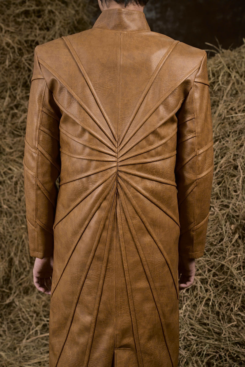 BROWN THẤT SƠN LEATHER LONG COAT