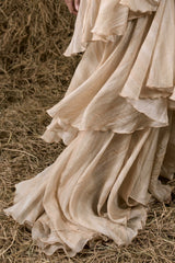 CƠM MỚI SILK V-NECK RUFFLED GOWN