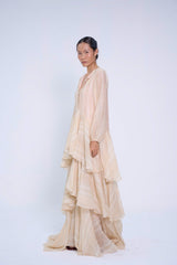 CƠM MỚI SILK V-NECK RUFFLED GOWN