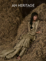 ĐÒNG ĐÒNG SILK V-NECK RUFFLED GOWN