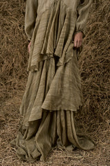 ĐÒNG ĐÒNG SILK V-NECK RUFFLED GOWN