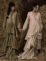 CƠM MỚI SILK V-NECK RUFFLED GOWN