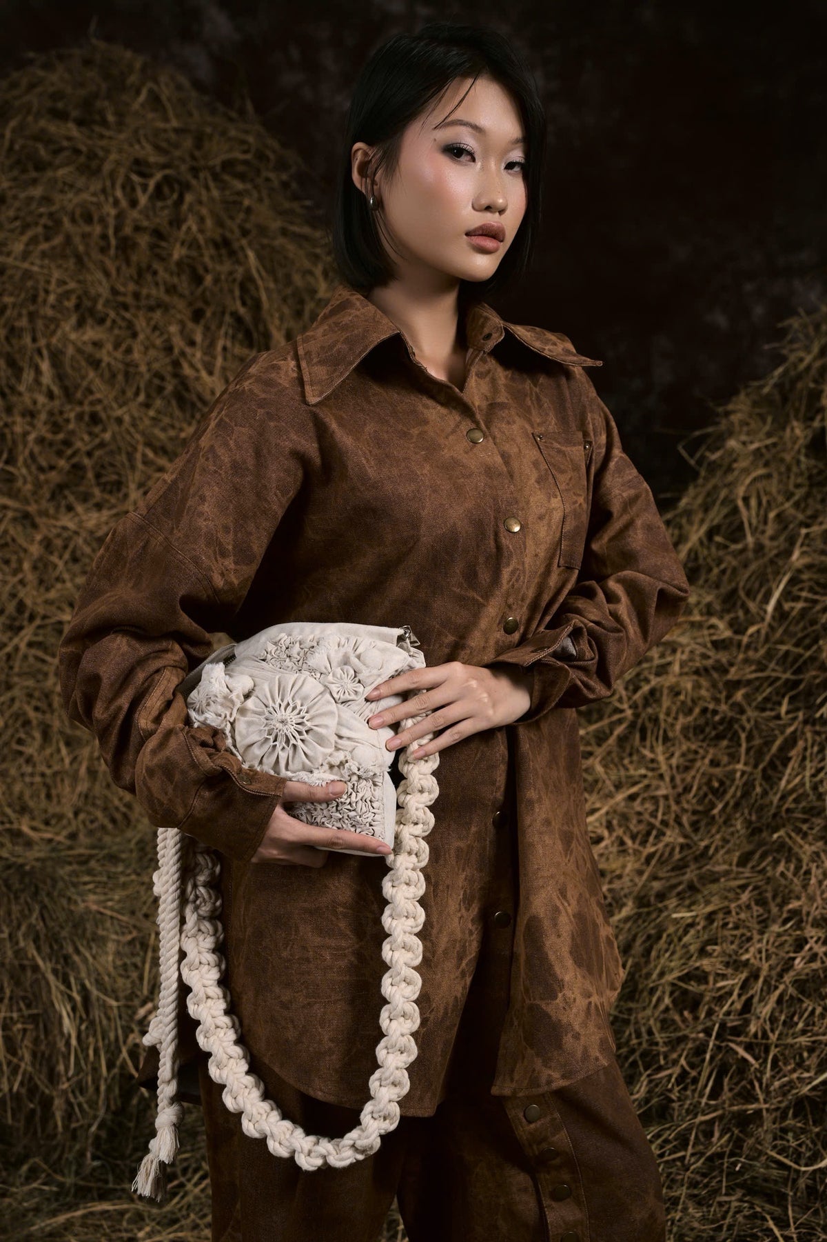 BEIGE ALGAE LINEN BAG